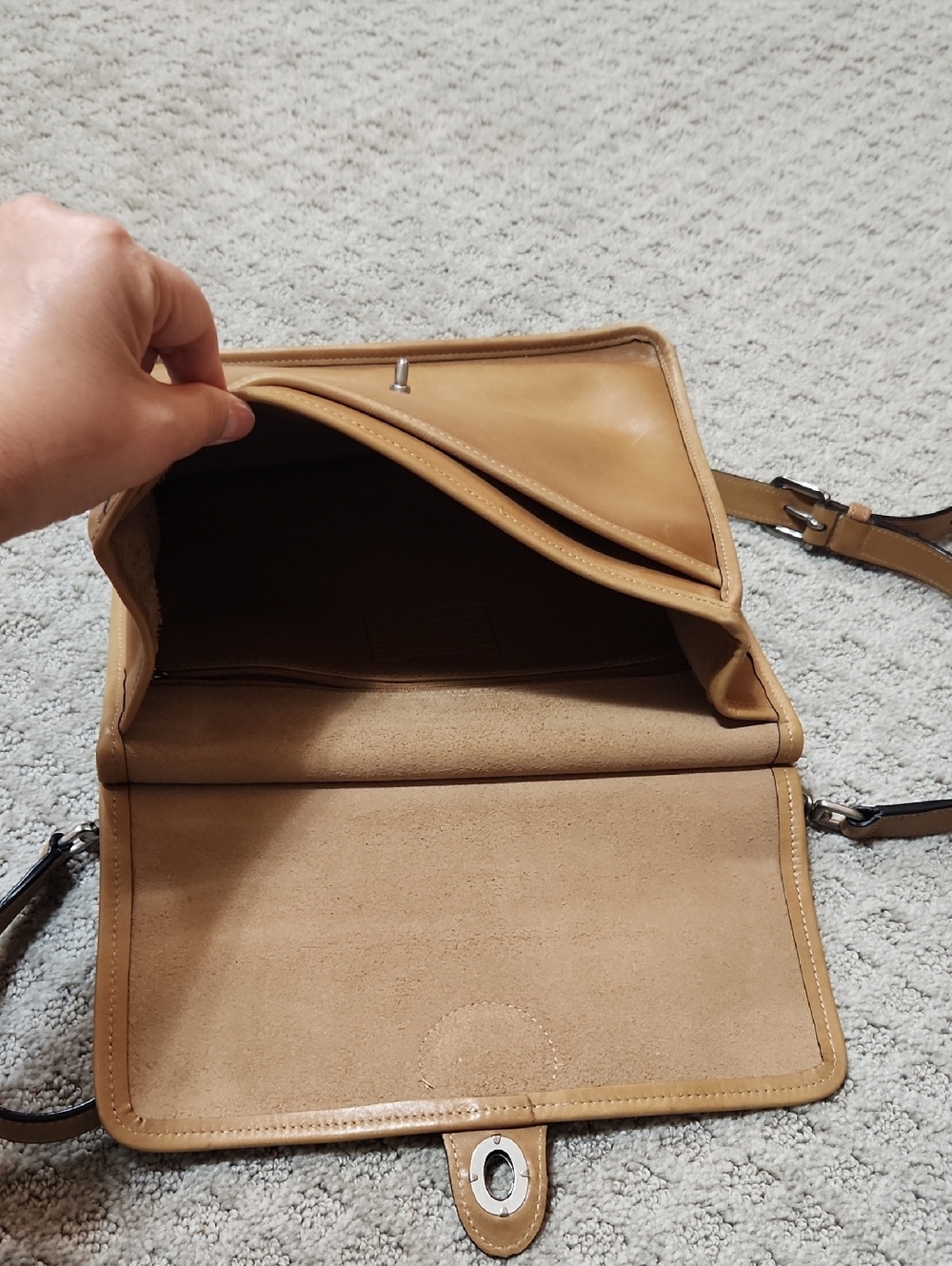 Coach Vintage Willis Bag Tan Leather Top Handle Satchel With Shoulder Strap - Picture 8 of 16